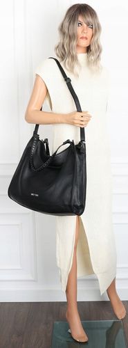 Torebka Damska Shopper worek modna duża lekka torba A4 na Ramię 6867 Czarna na Arena.pl