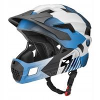 KASK ROWEROWY DZIECIECY REGULOWANY CZARNO-NIEBIESKI ROZMIAR M 54-57 SZELKI