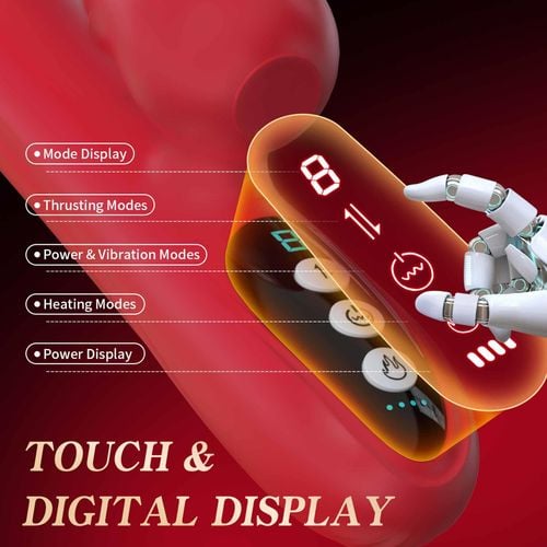 silicone vibrator 7 powerful modes -  licking, 7 thrusting heating, red na Arena.pl