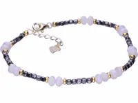 ELEGANCKA POZŁACAN SREBRNA BRANSOLETKA FASETOWANY BIAŁY AGAT KWARC TYTANOWY