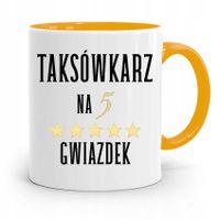 Kubek Żółty Dla Taksówkarza Na Pięć Gwiazdek Z Nadrukiem Ze Zdjęciem