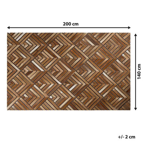 Dywan Patchwork Skórzany 140 X 200 Cm Brązowy Tekir na Arena.pl
