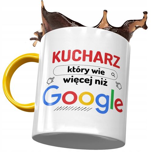 Kubek Żółty Dla Kucharza Wie Więcej Niż Google Z Nadrukiem Ze Zdjęciem na Arena.pl