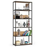 Regał industrialny metalowy 80 cm 6 półek otwarty do salonu Czarny Craft