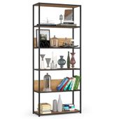 Regał industrialny metalowy 80 cm 6 półek otwarty do salonu Czarny Craft