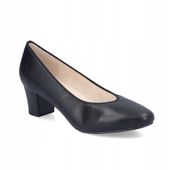 Rieker Czółenka Damskie Skórzane Na Obcasie Czarne 44650-01-BLACK r.38