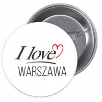 Przypinki buttony I LOVE WARSZAWA z grafiką HIT