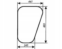 Szyba drzwi dół lewe - dolna lewa ciągnika MF-235 kabina Luboń