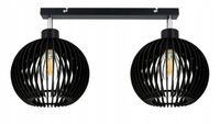 LAMPA SUFITOWA PLAFON RUCHOMY ŻYRANDOL LOFT klosz CZARNY DREWNO na 2x E27