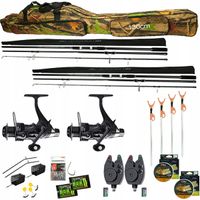 ZESTAW WĘDKARSKI karpiowy 2x wędka karp 2x kołowrotek 2x sygnalizator Z59