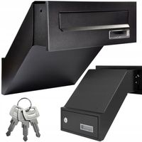 SKRZYNKA NA LISTY PRZELOTOWA DO WMUROWANIA REGULOWANA CZARNY MAT + 3