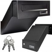 SKRZYNKA NA LISTY PRZELOTOWA DO WMUROWANIA REGULOWANA CZARNY MAT + 3