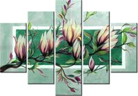 105CM 150CM OBRAZ 5 ELEM SŁODYCZ MAGNOLII ZIELENI DRUK