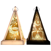 Zestaw 2 Latarnie Dekoracyjne LED Ramadan Mubarak Czarne i Białe Ozdoba