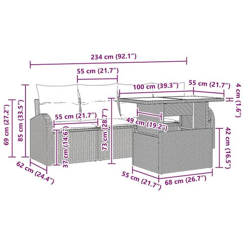 Zestaw Sof na Ogród 5 pcs Jasnoszary 100 x 55 x 73 cm na Arena.pl