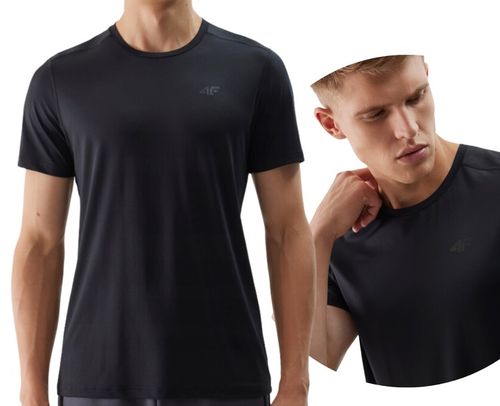 KOSZULKA 4F MĘSKA TRENINGOWA REGULAR SZYBKOSCHNĄCA - CZARNA r. S na Arena.pl