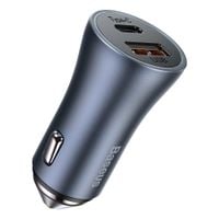 szybka ładowarka samochodowa usb-c + usb 40w golden contactor pro szary