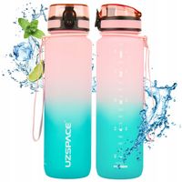 BUTELKA NA WODĘ MOTYWACYJNA 1L BIDON z miarką podziałką godzinową różowy