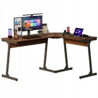 Biurko komputerowe narożne nowoczesne industrialne ciemny brąz loft 148 cm