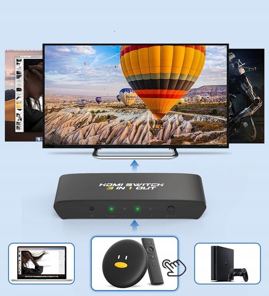 ROZDZIELACZ PRZEŁĄCZNIK SWITCH 3x HDMI 4K FULL HD zdjęcie 8