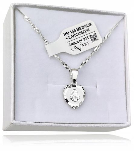 Medalik Komunijny Srebrny Łańcuszek Matka Boska do Komunii na Chrzest na Arena.pl