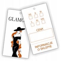 ETYKIETY METKI NA ODZIEŻ ubrania TWOJE LOGO nazwa sklepu NADRUK 100 szt