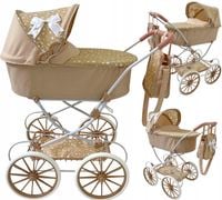WÓZEK DLA LALEK RETRO GŁĘBOKI + TORBA