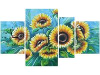 70CM 120CM OBRAZ 4 ELEM SŁONECZNIKI NIEBIESKIM ŚCIENNY