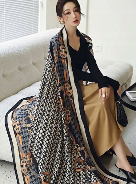 Elegancki szal czarno-szary 13 zdjęcie 1