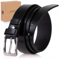 SEPHER Pasek Męski Skórzany CZARNY garnitur spodni