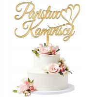 TOPPER na tort ślubny złote plexi lustro ŚLUB personalizacja nazwisko pik