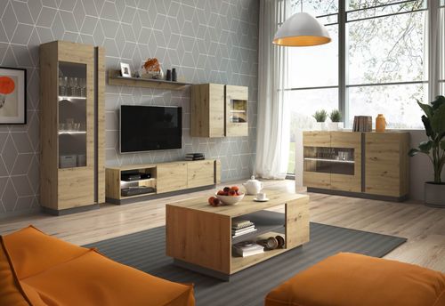 Meblościanka Arco Dąb artisan / Szary grafit na Arena.pl