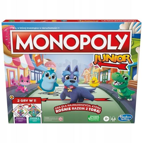 HASBRO GRA MONOPOLY JUNIOR 2W1 DWUSTRONNA PLANSZA POLSKA WERSJA F8562 na Arena.pl