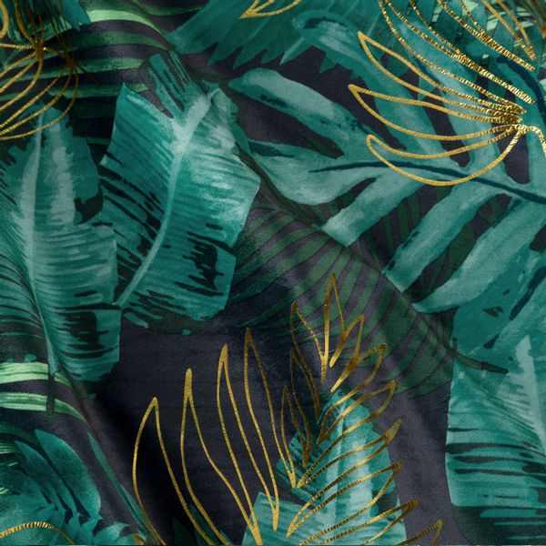 Zasłona gotowa na przelotkach DAVOS 140x250 czarno zielona w liście zdjęcie 10