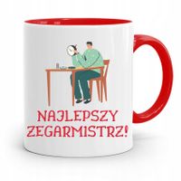 Kubek Czerwony Zegarmistrza Najlepszy Zegarmistrz Z Nadrukiem Ze Zdjęciem