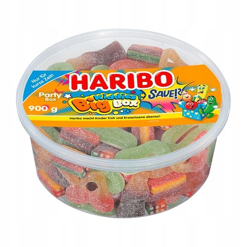 Haribo Żelki Sauer Kwaśne Mix Big Box Kiddies Party z Niemiec 900g na Arena.pl