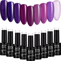 9x NTN Lakier Hybrydowy 5g Fioletowe Mixy ZESTAW 9w1