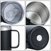 Kubek termiczny z uchwytem do Kawy Yerba Mate srebrny szczotkowany 350ml