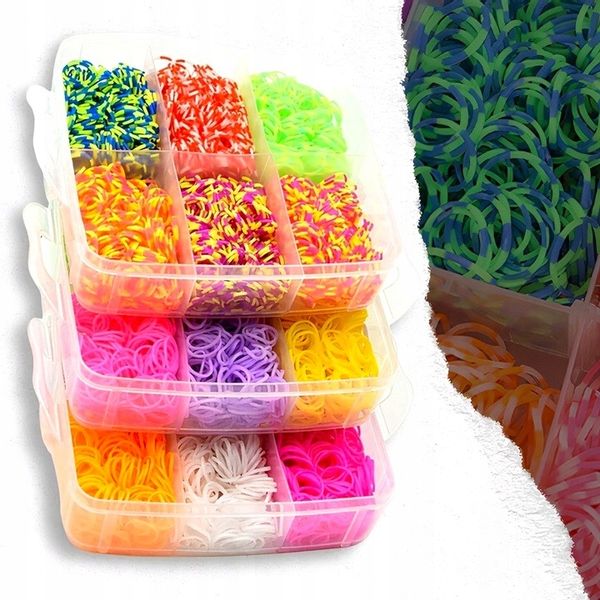 ZESTAW XL GUMEK DO ROBIENIA BRANSOLETEK GUMKI 3000 SZT. AKCESORIA ORGANIZER zdjęcie 2