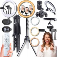 LAMPA PIERŚCIENIOWA LED RING 45CM STATYW PILOT TIKTOK 3 UCHWYTY 360° MOCNA