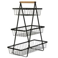 Koszyk 3-Piętrowy na Warzywa i Owoce Czarny Metalowy - Patera Stojak Organizer Kuchenny Loft 40x18x49cm H24166