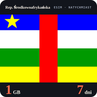 Karta eSIM Internet Rep. Środkowoafrykańska 1 GB na 7 dni - bez rejestracji