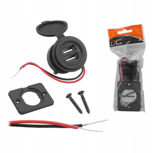 Ładowarka samochodowa, motocyklowa, do montażu zamykana 2 xUSB-A 5V/3,1A na Arena.pl
