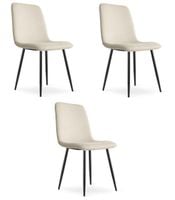 Krzesło beżowe tapicerowane RIFT tkanina do jadalni kuchni salonu x3