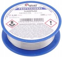 Cyna do lutowania z topnikiem SW26, Cynel, 2 mm, 100 g, CYNA 2/100