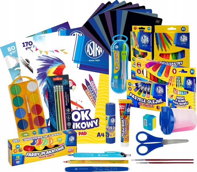 WYPRAWKA SZKOLNA ASTRA XL 22 ELEMENTY klasa 4-8+ 10x ZESZYT W KRATKĘ A5 60k zdjęcie 1