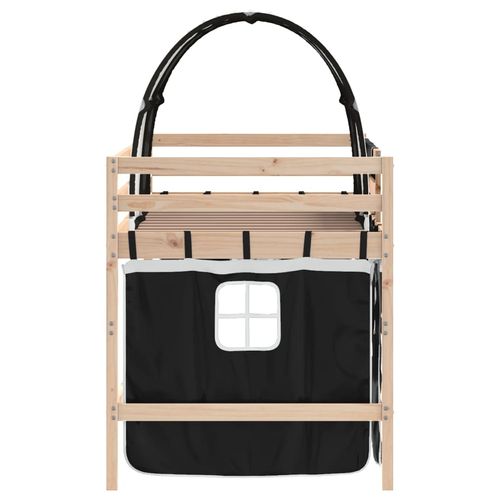 Dziecięce łóżko na antresoli, z tunelem, biało-czarne, 90x190cm na Arena.pl