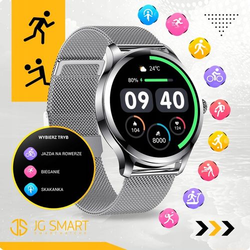 SMARTWATCH DAMSKI DLA KOBIETY MENU PL ROZMOWY SMART WATCH SREBRNY 2 PASKI na Arena.pl