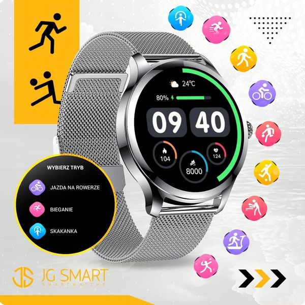 SMARTWATCH DAMSKI DLA KOBIETY MENU PL ROZMOWY SMART WATCH SREBRNY 2 PASKI zdjęcie 4