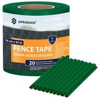 Taśma ogrodzeniowa i klipsy mocujące 20 szt. PVC 35 m x 19 cm 450 g/m2 ciemna zieleń